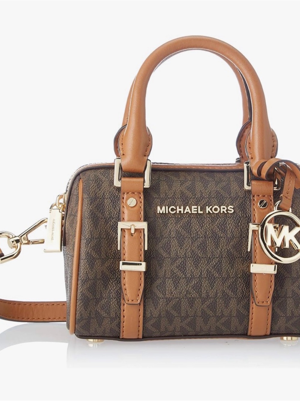 Michael Kors Brown & Tan Mini Satchel with MK Logo